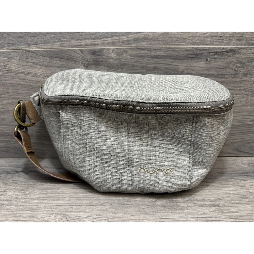 Nuna Stroller Sling Bag Handle Organizer Pouch Gray Brown Phone Wallet Unisex